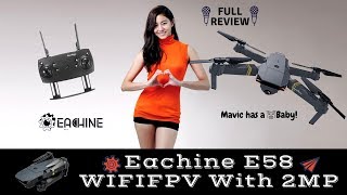 Eachine E58 Pocket Drone Baby quotMavicquot Full Review [upl. by Britteny]