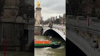 Majestic view of ship vessels cruising the straights of Seine River Paris France travel paris [upl. by Echo715]