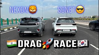 Tata Nexon 2023 vs KIA sonet DRAG RACE Fearless Nexon🦁 dragrace nexon2023 kiasonet2023 suv [upl. by Rettke]