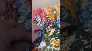 Rose bouquet Still life painting with palette knife acrylics Impressionistart flowerpainting [upl. by Haniraz569]