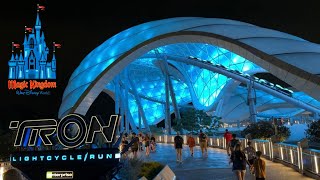 Tron Lightcycle  Run at Magic Kingdom Night Time Offride Footage Walt Disney World [upl. by Iyre]