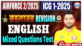 Airforce X amp Y Group Classes  ICG GD DB English ब्रह्मास्त्र Revision Class  Mixed Questions Test [upl. by Ynohtnaluap]