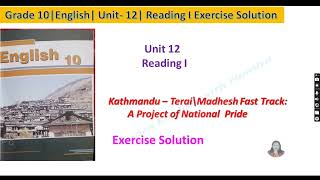 KathmanduTerai\Madhesh Fast TrackExercise  Reading IUnit 12 English 10 LearnEnglishWithNamita [upl. by Vijnas]