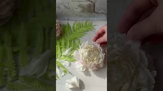 how I made peony flower with clay  handmade flower from cold clay handmade polymercraft [upl. by Solracsiul813]