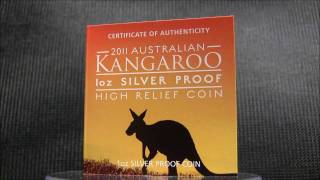 2011 Australian KANGAROO 1 oz Silver Proof High Relief Coin [upl. by Eglanteen868]