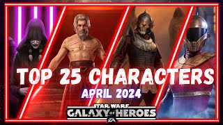 Top 25 Characters in SWGOH No GLs  April 2024 [upl. by Gareri]