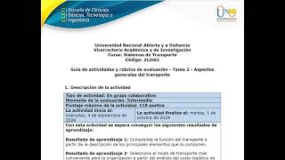 Tarea 2  Aspectos generales del transporte [upl. by Asenaj]