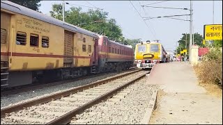 110 kmh Balurghat Express amp Aerodynamic Galloping Emu Local Crossing At Balagarh Station [upl. by Llenart]