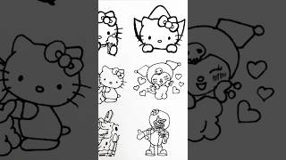 Stitch  Hello Kitty  SpongeBob SquarePants Art  How to draw stepbystep shorts youtubeshorts [upl. by Zanze]