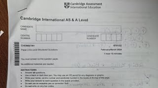 Cambridge International level AS amp A chemistry paper 9701 part 1 [upl. by Karolyn]