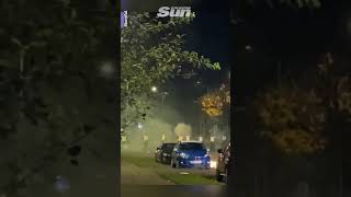 Edinburgh riot cops targetted with petrol bombs in Scottish Bonfire Night chaos [upl. by Brigham408]