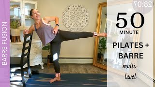 PILATES  BARRE FUSION FEST  50 Min  MultiLevel  Burn Level High [upl. by Ettenahc]