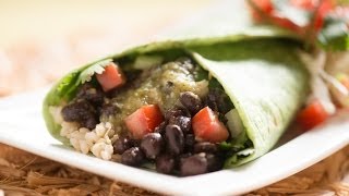 Bean Burrito with Brown Rice Jalapeño Jack Cheese and Salsa Verde [upl. by Ydnim487]