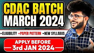 CDAC March 2024 New Batch Announced  Exam Date  Eligibility  Booklet  Online or Offline [upl. by Neelyhtak12]