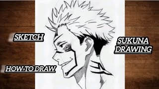 how to draw Sukuna from Jujutsu kaisen  Sukuna side view drawing step by step  Easy to Draw [upl. by Kramer]