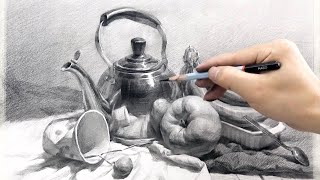 Stilllife drawing with Graphite pencil  Timelapse [upl. by Tobey]