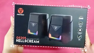 Unboxing the FANTECH HELLSCREAM GS205 RGB GAMING SPEAKER 🔥🖤 [upl. by Aeslek]