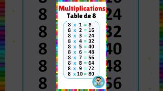 Multiplications  Table de 8 Français eme mathematiques multiplication tablede8 french [upl. by Lhok]