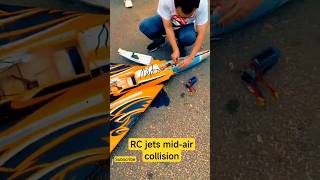 RC jets midair collision scalerc rcmodel rccrash airplane rcplane [upl. by Ailasor]