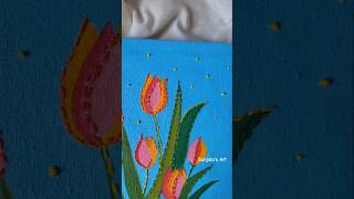 Hand Embroidery on Canvas tulip art handmade canvasart artwork painting foryou embroidery 1 [upl. by Seaton]