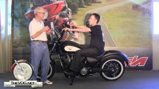 Victory Motorcycles Adjusting The HighBall Handlebars For Multiple Riding Positions [upl. by Ennahtur611]