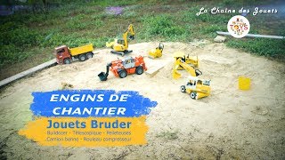 Engins de chantier  Jouets Bruder  Télescopique Bulldozer pelleteuses rouleau compresseur [upl. by Qirat]