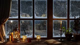 The ambiance felt from the window of the cabin on a cold snowy winter  Snowstorm Sounds 8 Hours [upl. by Neall]