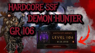 Diablo 3 Season 30 SSF HC Demon Hunter GR 106 in 59 seconds GoD DH [upl. by Raman]