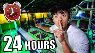 24 HOUR OVERNIGHT CHALLENGE in TRAMPOLINE PARK [upl. by Seaver732]