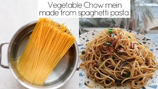 SPAGHETTI STYLE VEG CHOW MEIN RECIPE  Desi chinese  spaghetti pasta [upl. by Aisela]