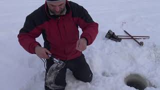 Maine Ice fishing on Moosehead lake for salmon and touge [upl. by Nilesoj]