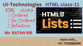 HTML Classes  UI Technologies  CLASS11 HTML List  OrderedList OL  Mr Ratan Sir [upl. by Darees]