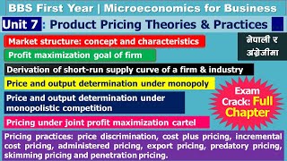 BBS 1st year Microeconomics  Unit 7  Product Pricing Theories amp Practices Full Chapter  BBABBM [upl. by Lehcear905]