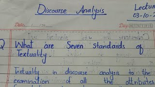 Seven Standard of textuality in discourse analysis  important question of Discourse analysis [upl. by Evoy]