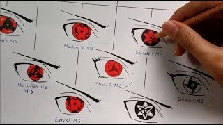 Drawing All Mangekyou Sharingan Forms  Evolution Of Sharingan  Kakashi Art [upl. by Trubow456]