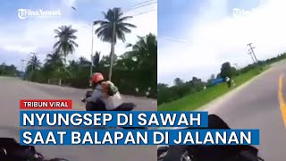 Viral Pengendara Motor Adu Cepat di Jalanan Berkolek Endingnya [upl. by Ahseniuq]