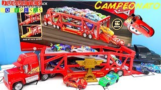 DISNEY CARS LAUNCHING MACK TRANSPORTER Carros de Carrera para niños  Pista de Coches [upl. by Davidoff]