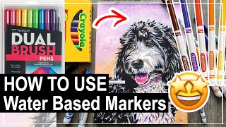 How to Use Water Based Markers Crayola Tombow Etc ART TIPS [upl. by Rotkiv]