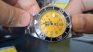 Invicta grand diver 3048 yellow dial Automatic watch review [upl. by Fullerton]