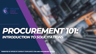 EP 1 Procurement 101 Introduction to Solicitations [upl. by Aneelak601]