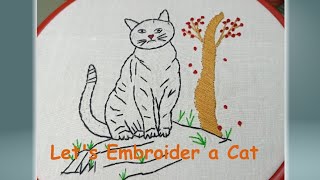 বিড়াল সেলাই  Cat hand embroidery tutorial how to embroider a cat for beginners DMCreative [upl. by Dustin722]