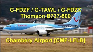 x3 Thomson Boeing 737800 GTAWL GFDZF GFDZX at Chambéry Airport [upl. by Briscoe537]