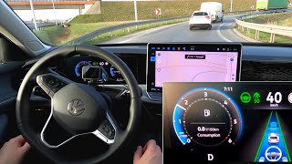 Travel Assist in 2024 Volkswagen Passat B9 Semiautonomous driving on highway traffic jam assist [upl. by Helena]