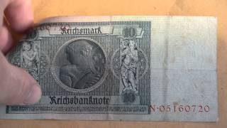 Foreign Currency Bank Note 10 Reichsmark 1929 [upl. by Sadnalor145]