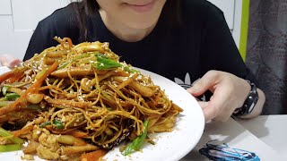 Chow Mein  Stirfry Noodles with Vegetables  豉油王炒麵  ASMR  Mukbang  Cooking amp Eating Sounds [upl. by Haneekas]