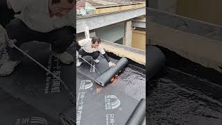 Roof waterproofing work fire baked asphalt [upl. by Lanfri]