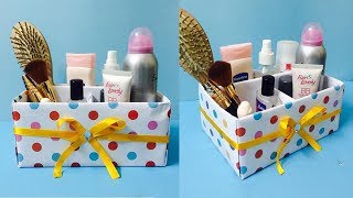 DIY Makeup Organizer Box  Cardboard Cosmetic Box Making at Home  5 [upl. by Alegnave]