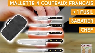 Présentation de la mallette 4 couteaux français  1 fusil SABATIER Chef [upl. by Anrim]