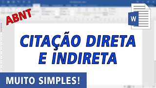 ABNT  Citação direta e indireta com formatação 2022 [upl. by Ettenahc523]