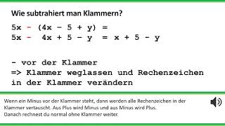 Erklärvideo Klammern addieren und subtrahieren [upl. by Alliehs859]